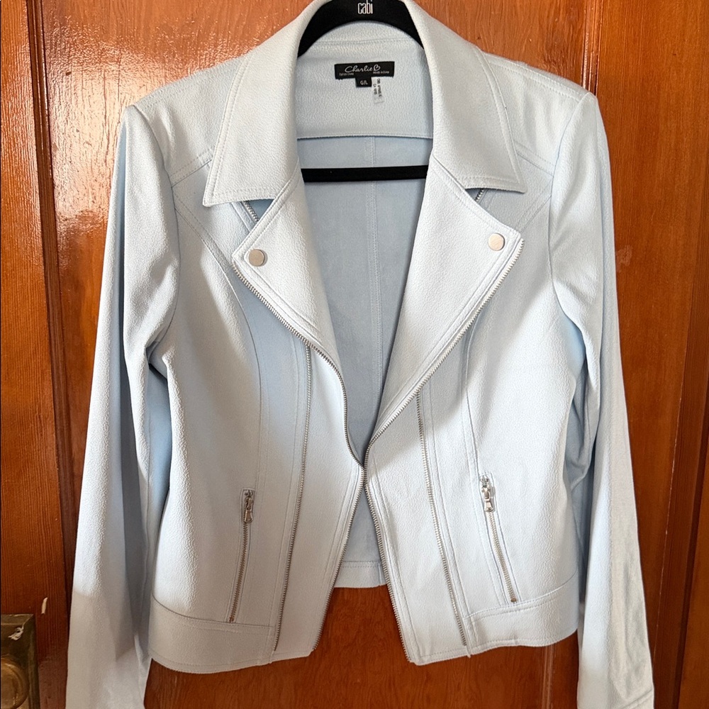 Charlie B  Light Blue Women's Faux Leather Moto Jacket